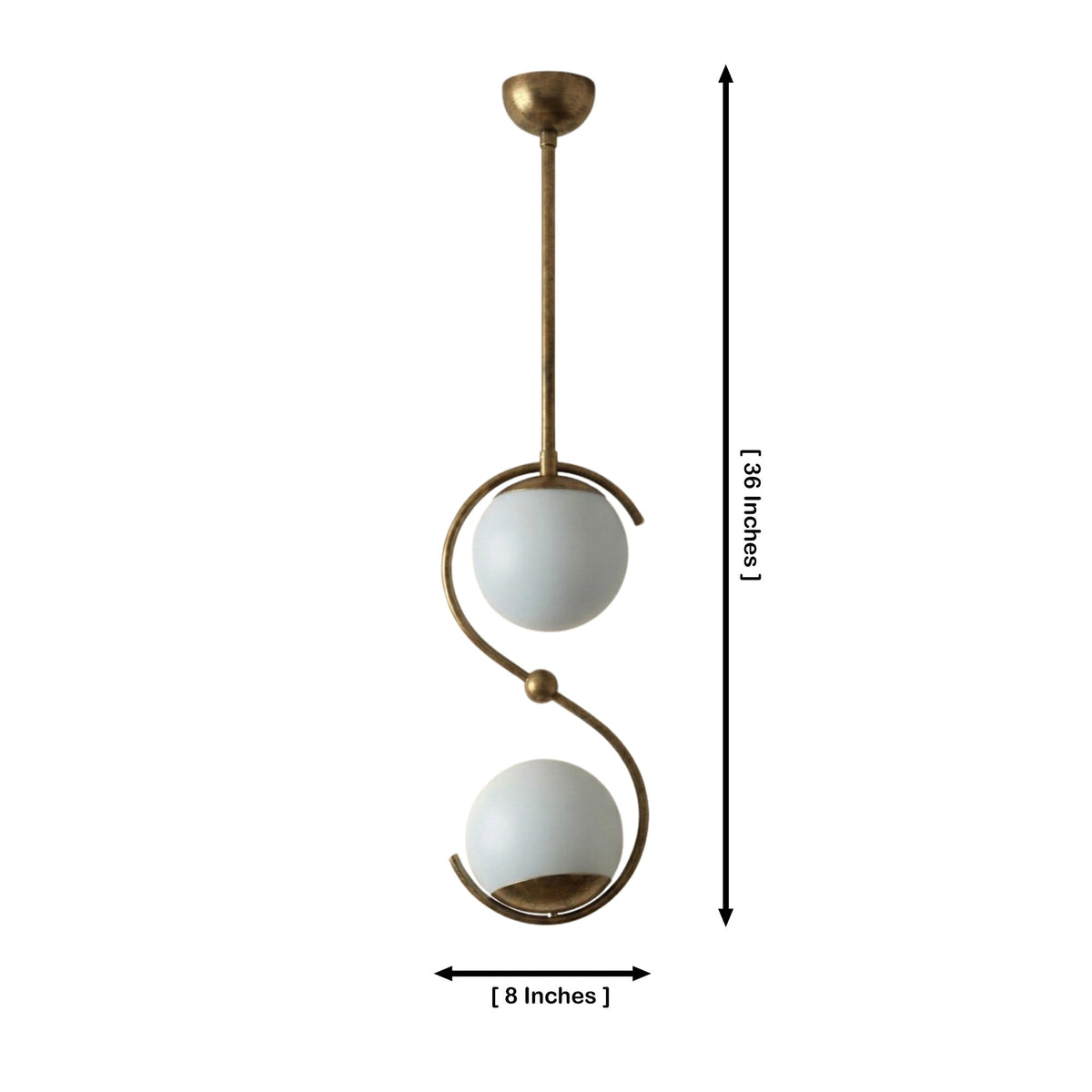 Size guide for Verona Sculptural Double Globe Pendant Chandelier – 2 Light – 36 Inch – Model 33175
