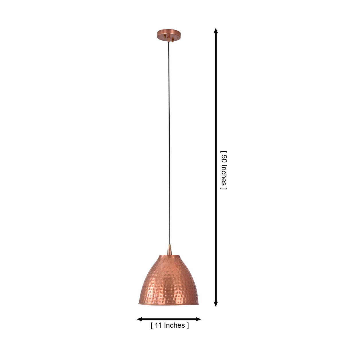 Size guide for Verona Hammered Copper Bell Pendant Light – 1 Light – 11 Inch - Model 33230