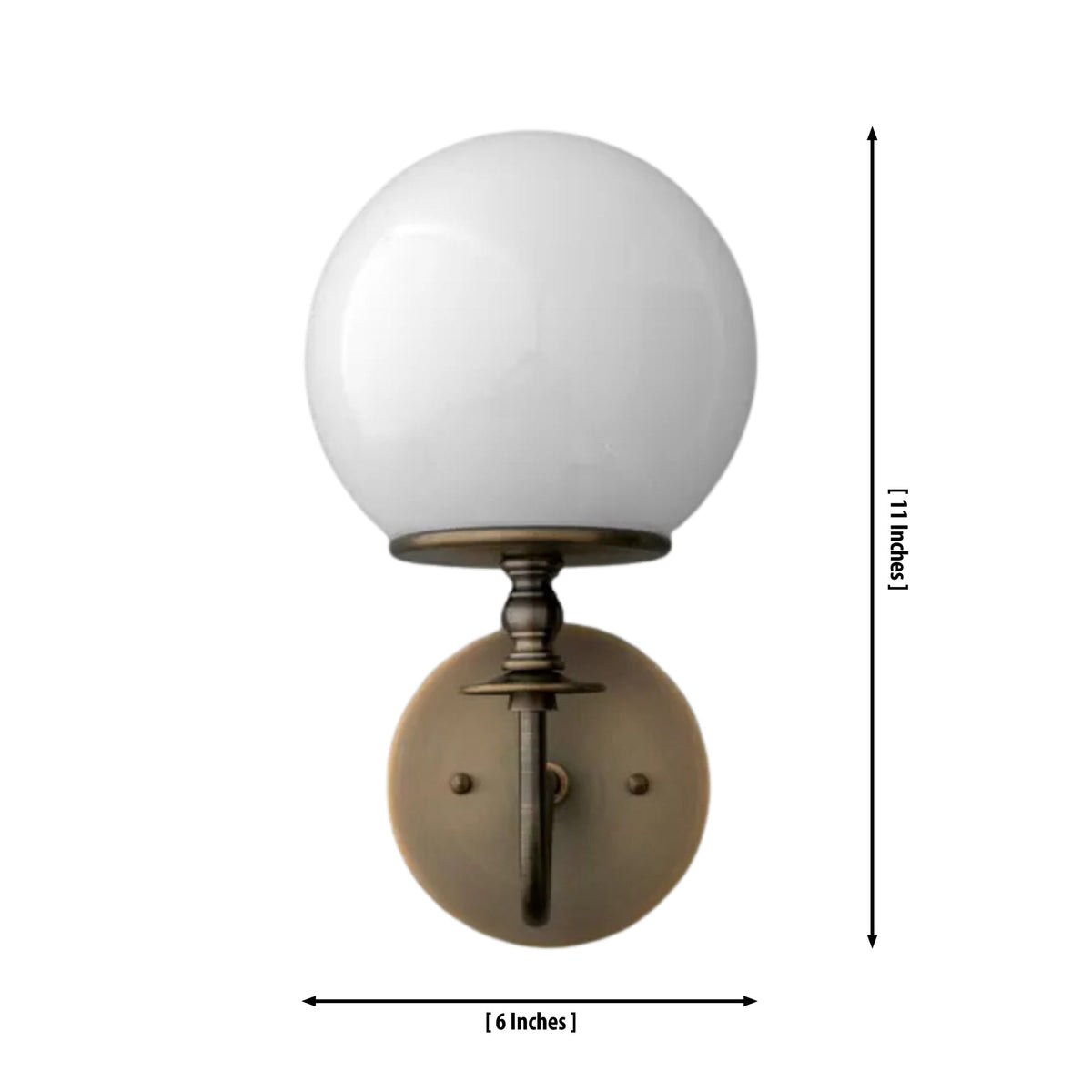 Size guide for Verona Modern Globe Glass Wall Sconce – Single Light – 11 Inch – Model 32742