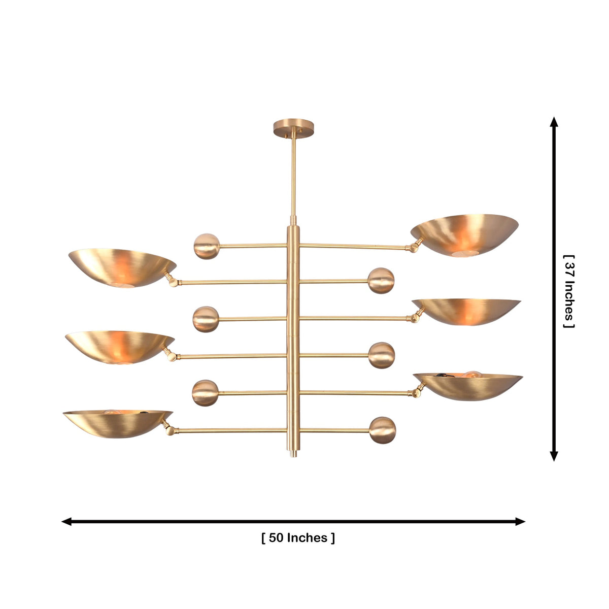 Size guide for Verona Orbital Chandelier - 6 Lights - 50 Inch - Model 32364