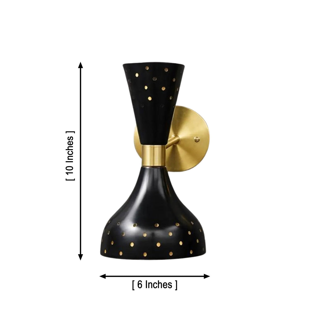 Size guide for Verona Perforated Double Cone Wall Sconce – 2 Light – 10 Inch – Model 32789