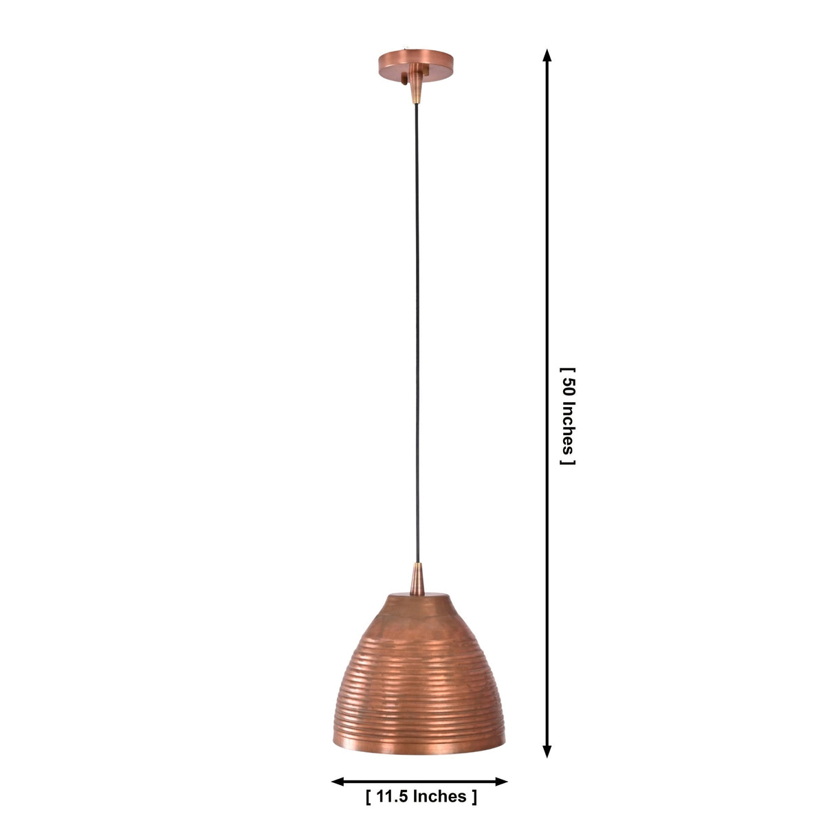 Size guide for Verona Ribbed Copper Dome Pendant Light – 1 Light – 12 Inch – Model 33238