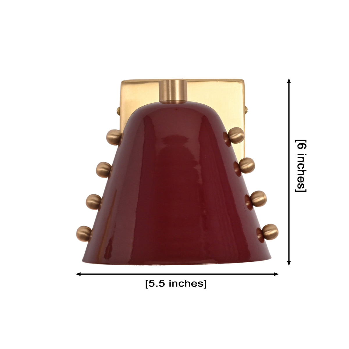 Size guide for Verona Studded Cone Wall Sconce – 1 Light – 5.5 Inch – Model 32729 (set of 2)