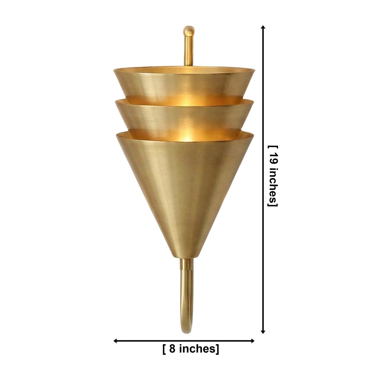 Size guide for Verona Tiered Cone Wall Sconce – 1 Light – 19 Inch – Model 32824