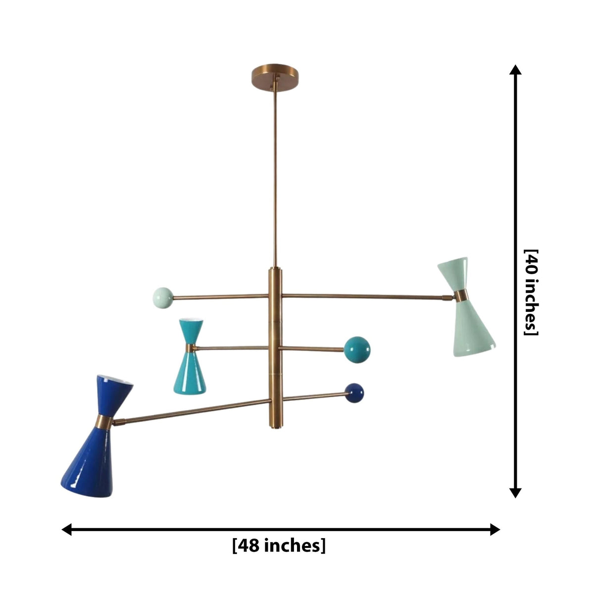 Size guide for Wellington Counterbalance Double Cone Chandelier – 3 Light – 48 Inch – Model 62175