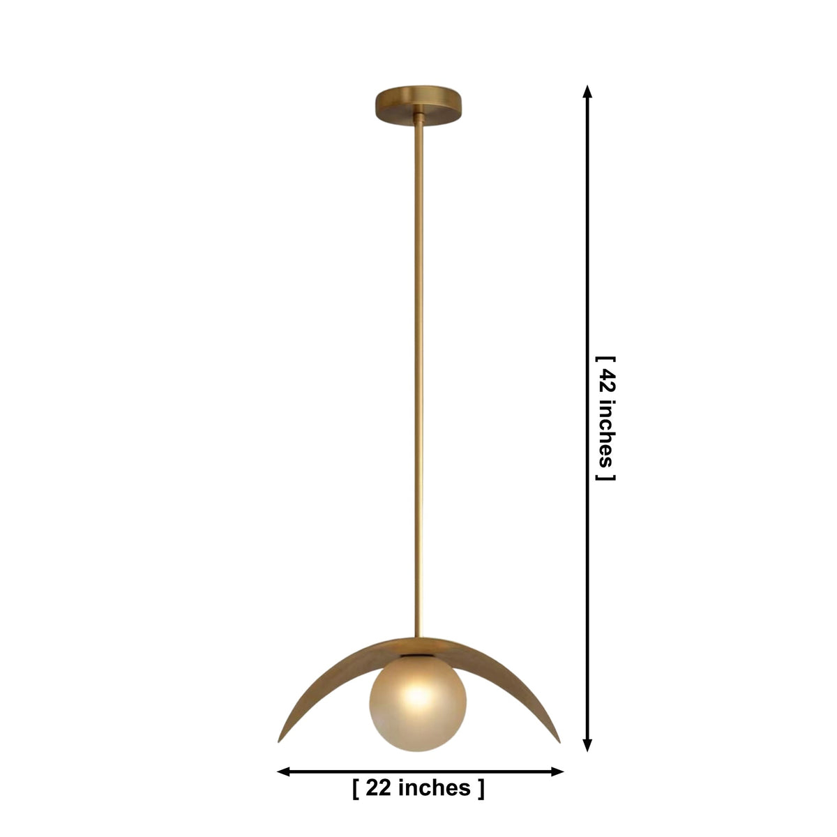 Size guide for Aspen Sculptural Crescent Pendant Light – 22 Inch – Model 33251