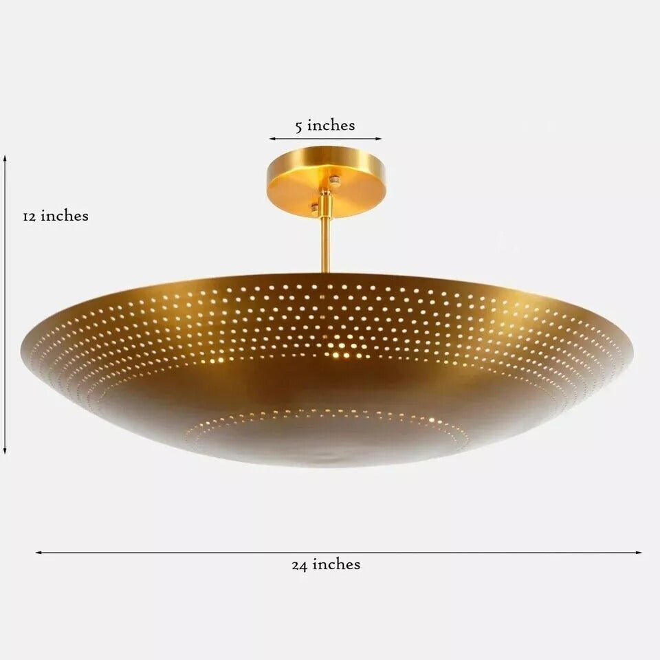 Size guide for Aurora Perforated Disc Flush Mount Chandelier – 5 Light – 24 Inch – Model 62035