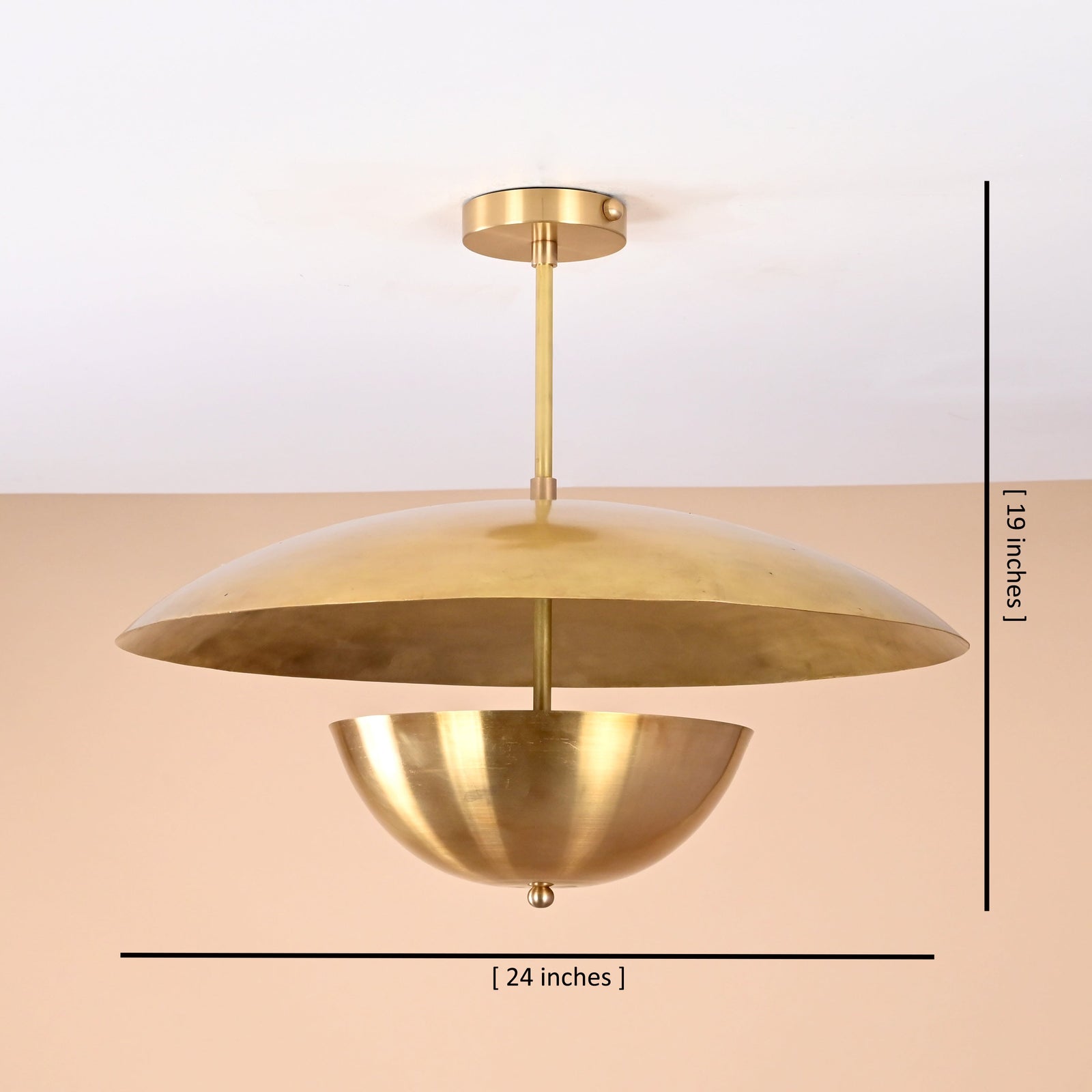 Size guide for Milan Discus - Uplifting Brass Chandelier - 3 Lights - 32433
