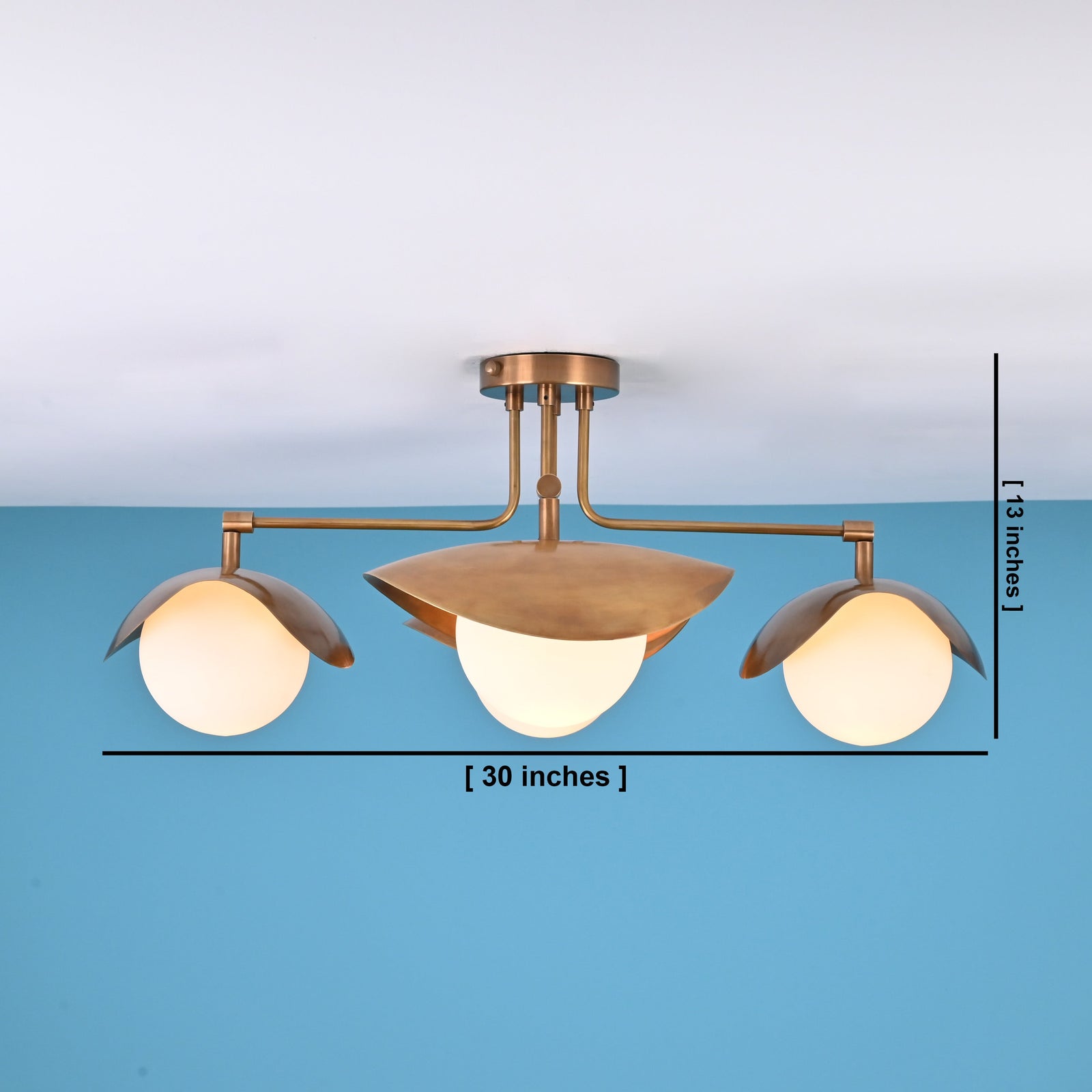 Size guide for Kyoto Halo - Flush Mount Brass Chandelier - 4 Lights - 33112