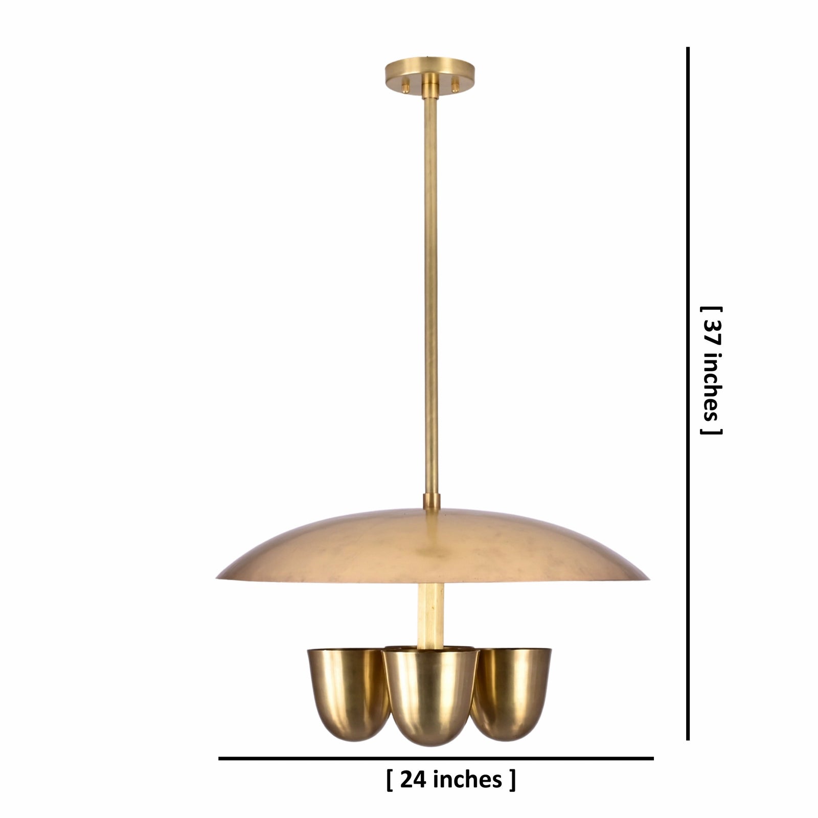 Size guide for Kyoto Discus - Uplifting Brass Chandelier - 4 Lights - 33136