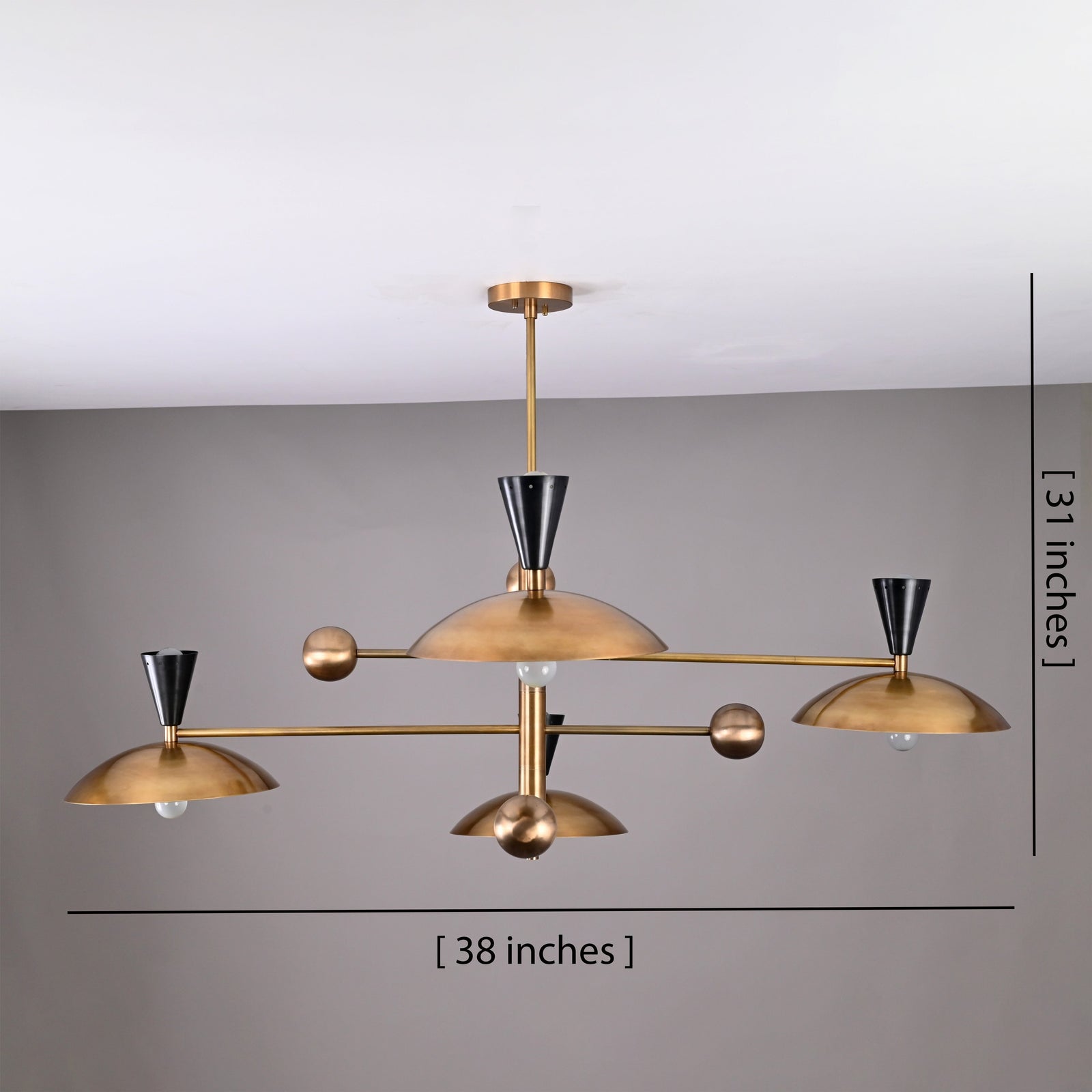 Size guide for Monaco Pivot - Diabolo Brass Chandelier - 8 Lights - 32463