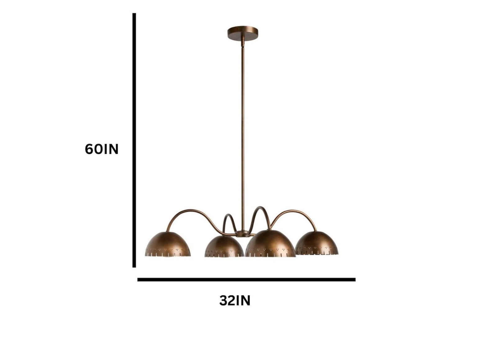 Size guide for Milan Arcid-century Chandelier - 4 Lights - 62648