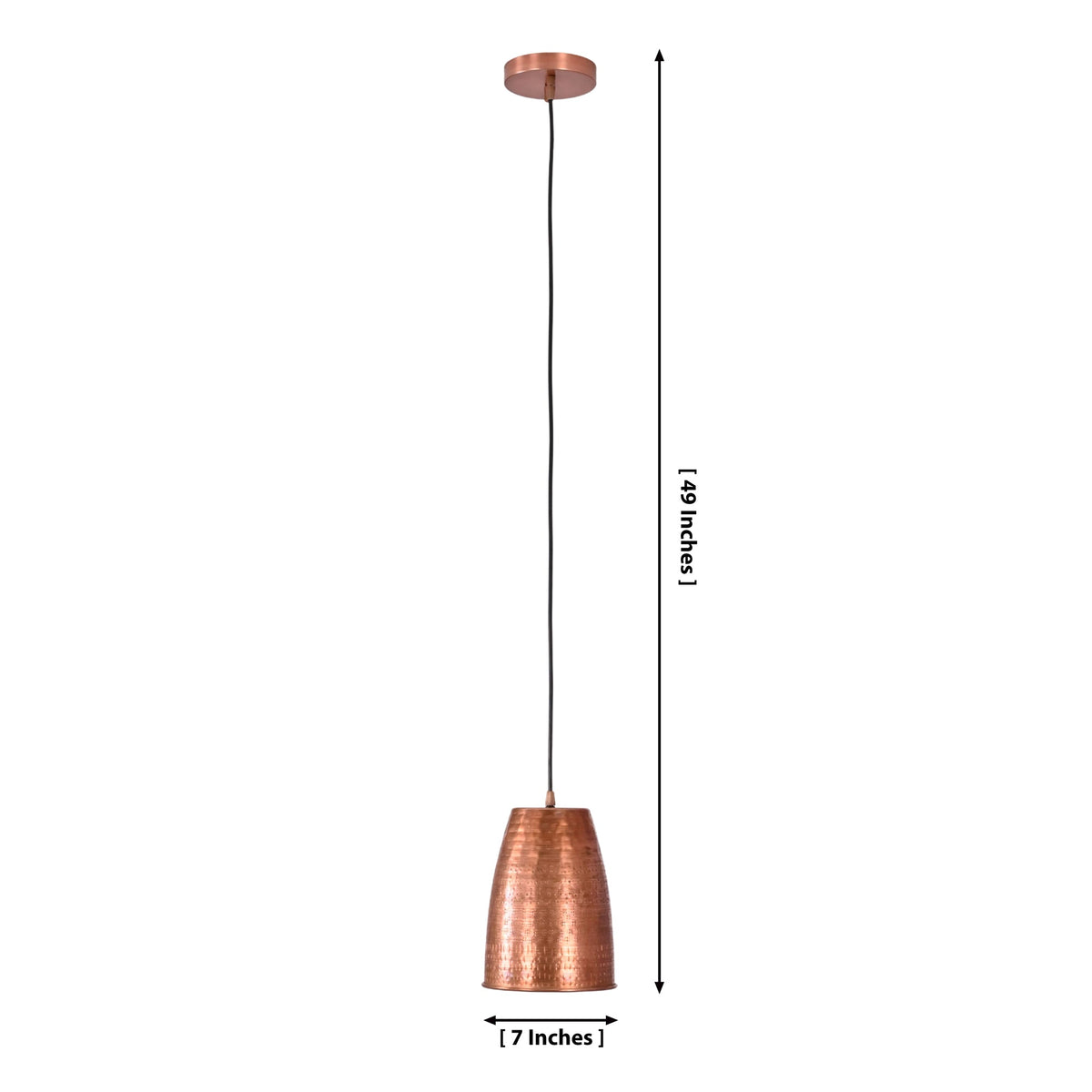 Size guide for Hudson Hammered Copper Bell Pendant Light – Single Light – 7 Inch – Model 33180