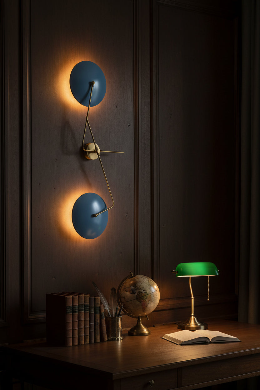 Size guide for Blue Dual Disc Solid Brass Wall Sconce – Model 72213