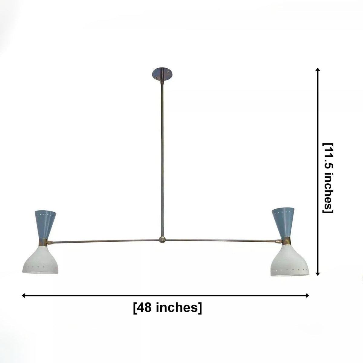 Size guide for Milan Double Cone Linear Chandelier – 4 Light – 48 Inch – Model 62040