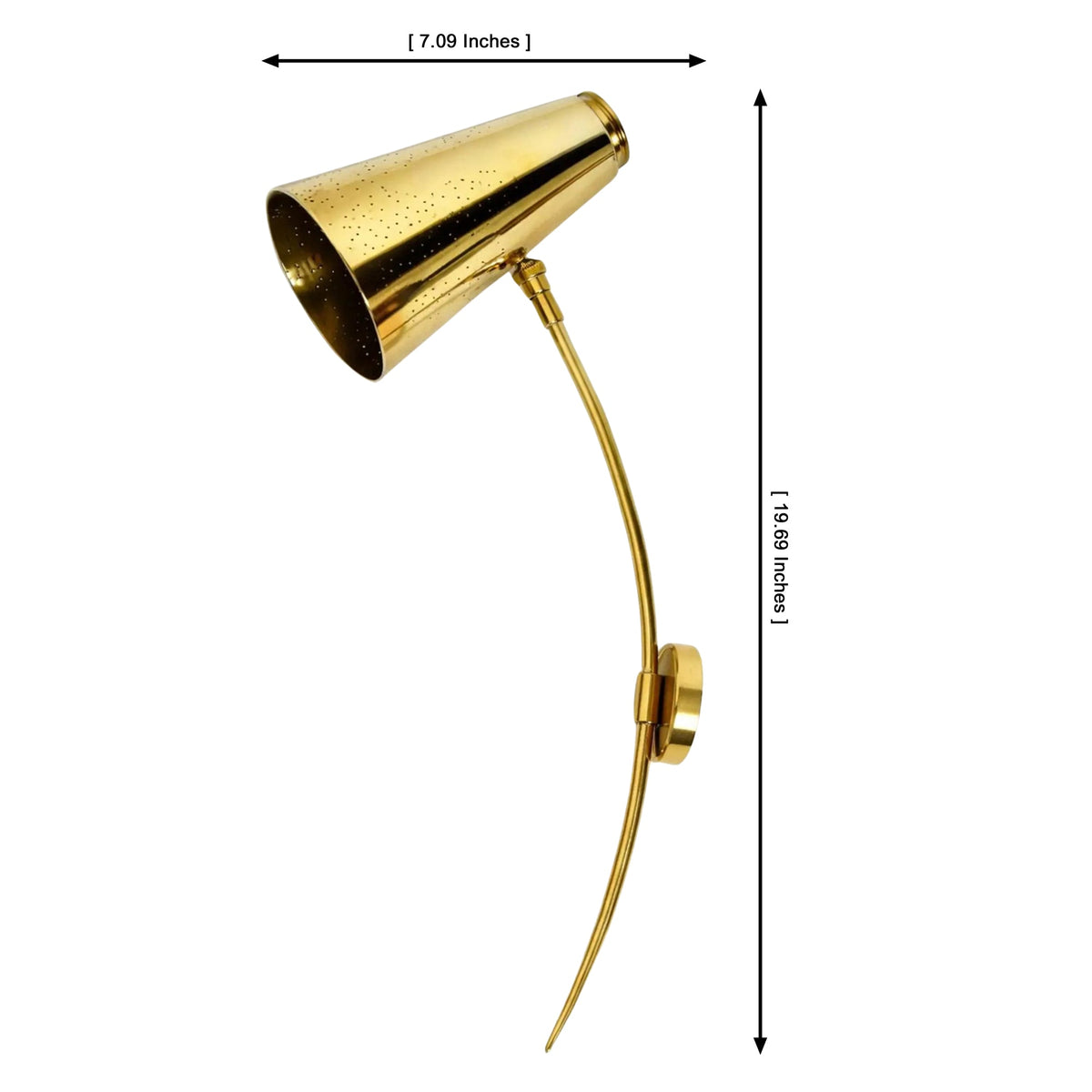 Size guide for Milan Perforated Cone Wall Sconce – Curved Arm – 20 Inch – Model 32804