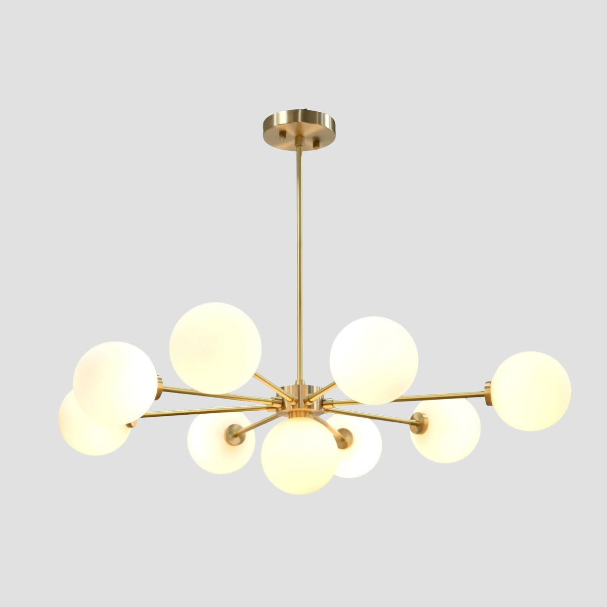 Size guide for Mykonos 9-Light Glass Globe Sputnik Chandelier – Solid Brass Ceiling Fixture 33395
