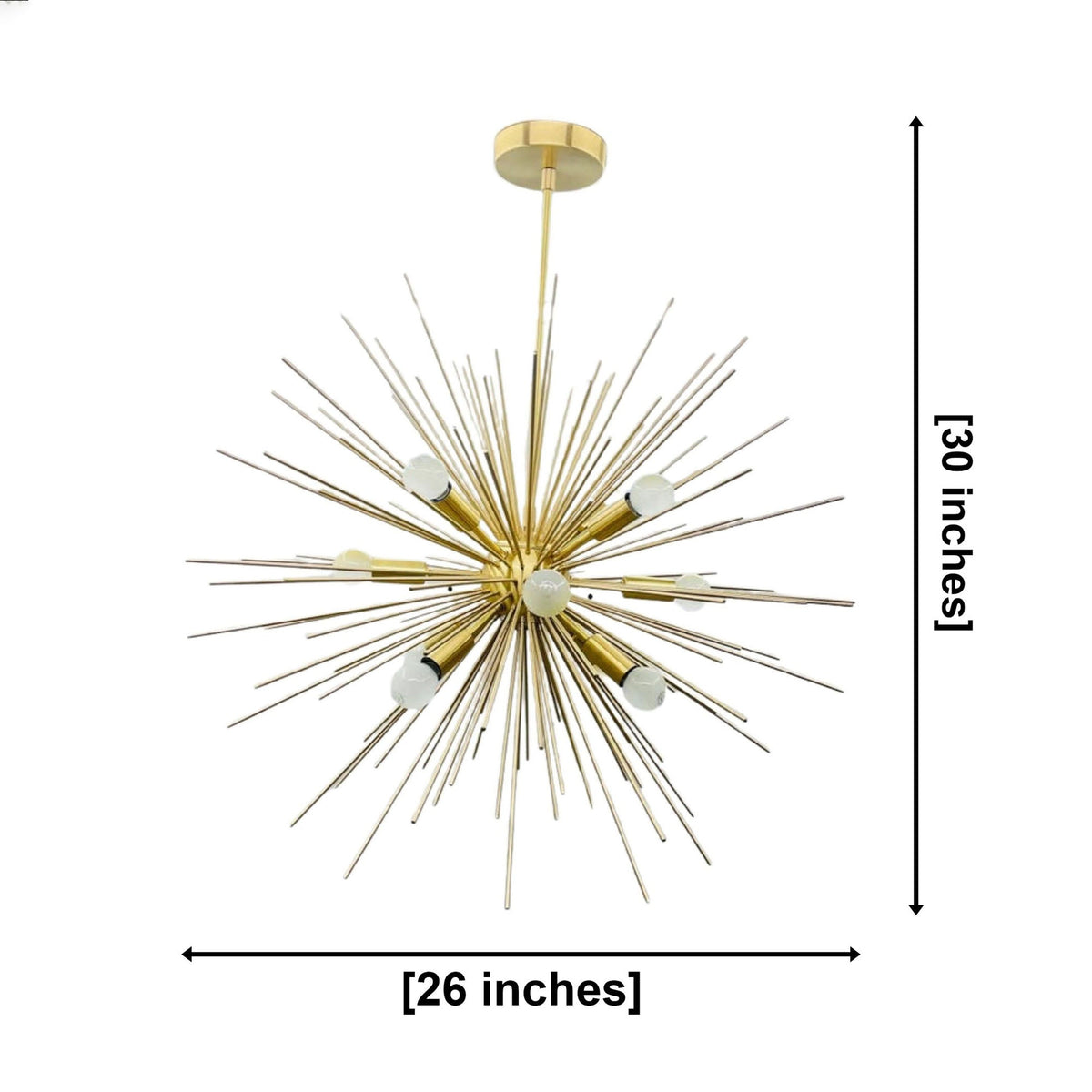 Size guide for Porto Starburst Chandelier – 12 Light – 26 Inch – Model 62060