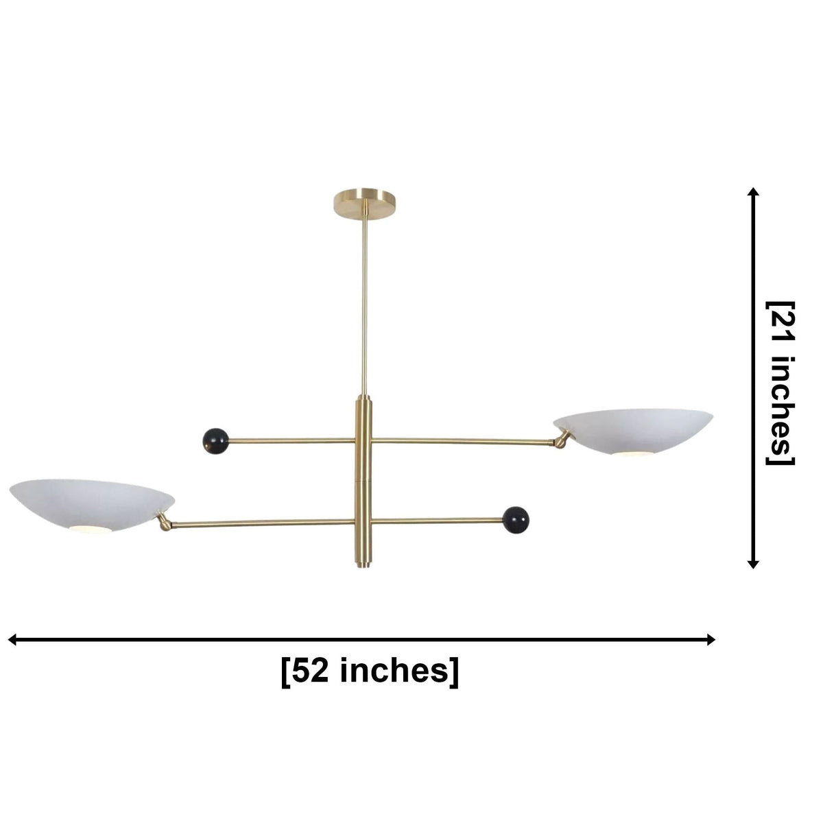 Size guide for Sloane Double Disc Balance Chandelier – 2 Light – 52 Inch - Model 62028
