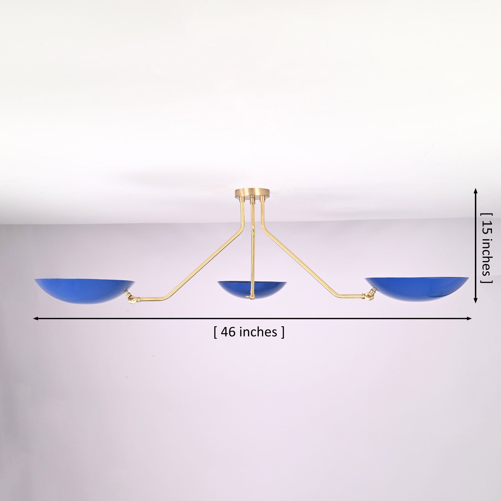 Size guide for Paris Discus - Flush Mount Uplifting Brass Chandelier - 3 Lights - 33148