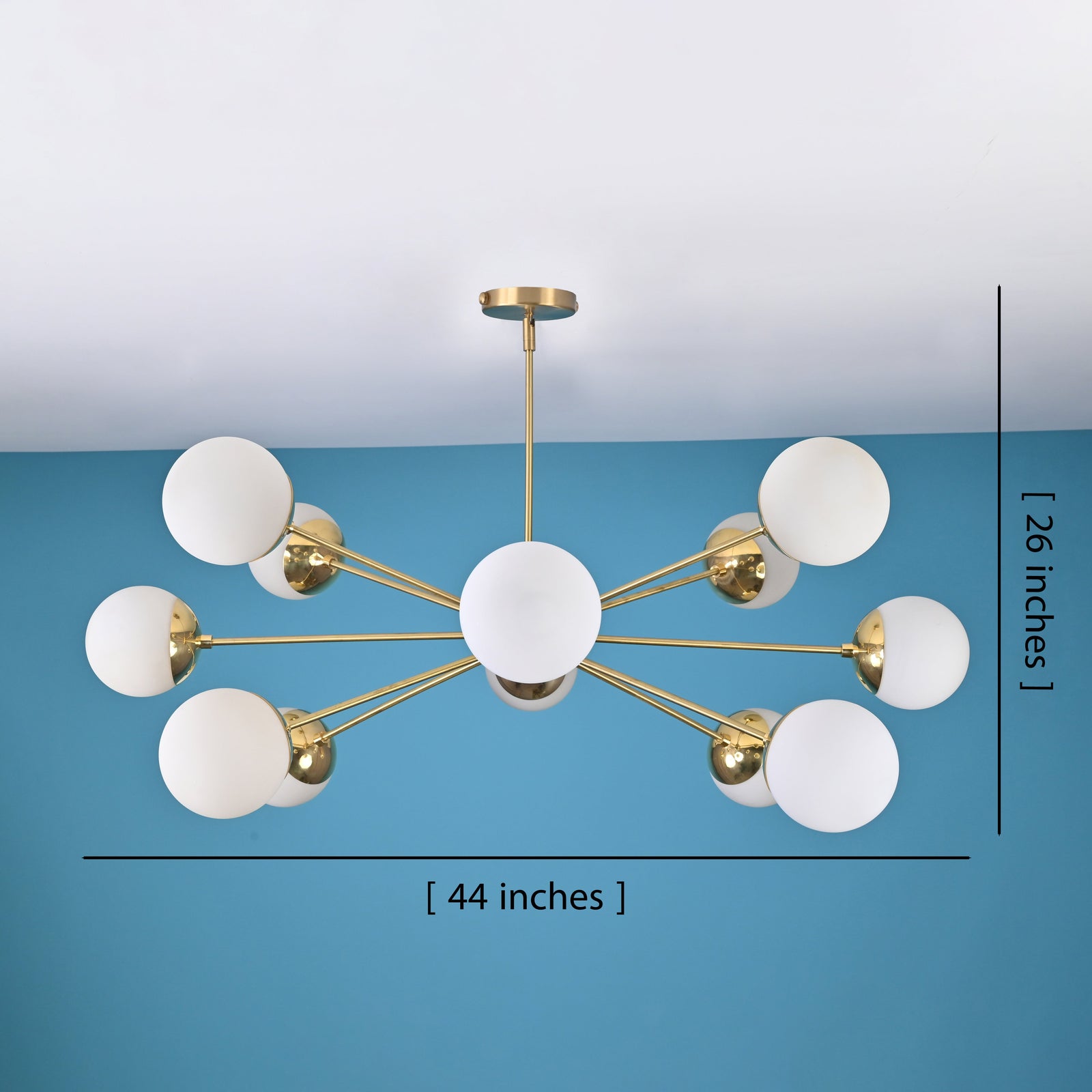 Size guide for Milan Nova - Brass Chandelier - 12 Lights - 33108