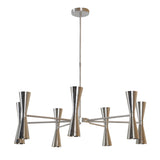 Handmade 14-Light Brass Chandelier with Double Cone Shades | Modern Mid-Century Lighting by Brass Leaf Studio