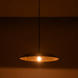 20 inch brass dome pendant light dimension view showing 44 inch overall height and wide shallow shade design
