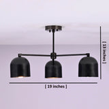 Modern 3 light brass chandelier showing dimensions of 19 inches wide and 13 inches high.
