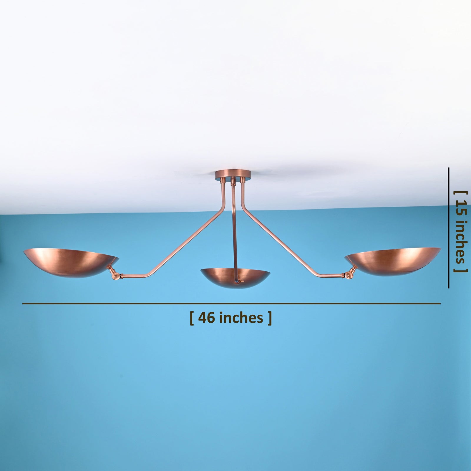 Size guide for Berlin Discus  - Flush Mount Uplifting Brass Chandelier - 3 Lights - 33107