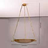Brass bowl chandelier showing 30-inch width and 60-inch drop with detailed chain suspension
