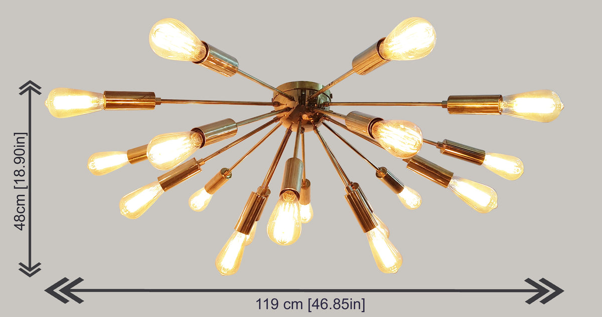 Lisbon Nova - Flush Mount Mid-century Chandelier - 18 Lights - 32120