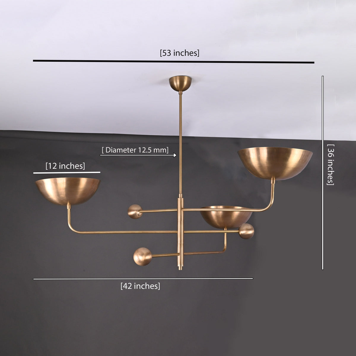 Barcelona Ortbital  -  Uplifting Brass Chandelier - 3 Lights - 32248