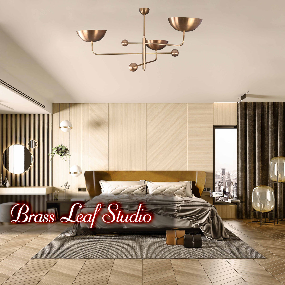 Barcelona Ortbital  -  Uplifting Brass Chandelier - 3 Lights - 32248