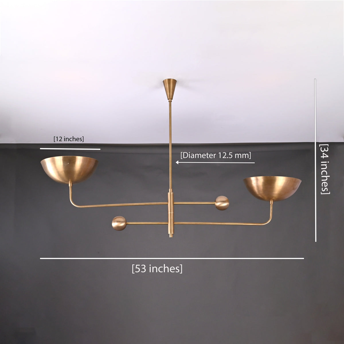 Prague Ortbital  -  Uplifting Mid-century Chandelier - 2 Lights - 32250