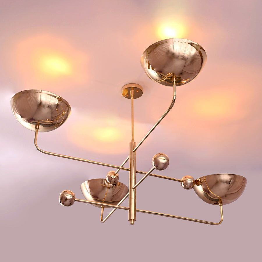 Cairo Ortbital  -  Uplifting Brass Chandelier - 4 Lights - 32278