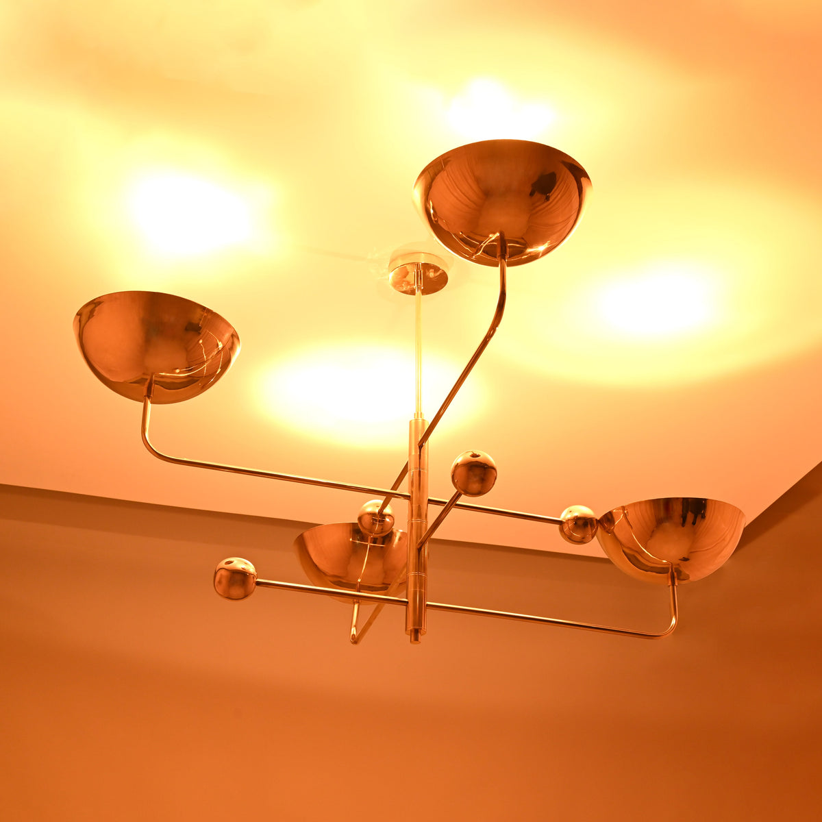 Cairo Ortbital  -  Uplifting Brass Chandelier - 4 Lights - 32278