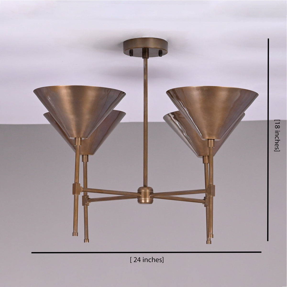 Barcelona Apex  -  Uplifting Brass Chandelier - 4 Lights - 32282