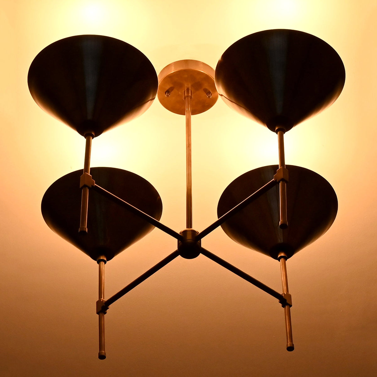 Barcelona Apex  -  Uplifting Brass Chandelier - 4 Lights - 32282