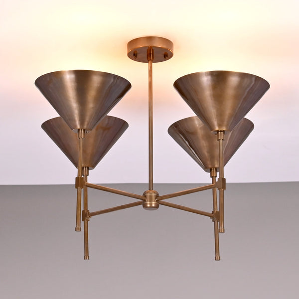 Barcelona Apex  -  Uplifting Brass Chandelier - 4 Lights - 32282