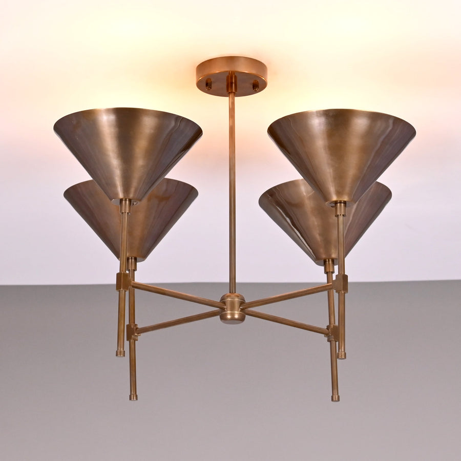 Barcelona Apex  -  Uplifting Brass Chandelier - 4 Lights - 32282