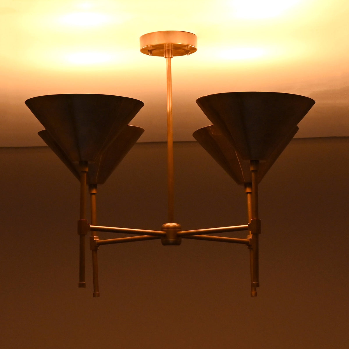 Barcelona Apex  -  Uplifting Brass Chandelier - 4 Lights - 32282