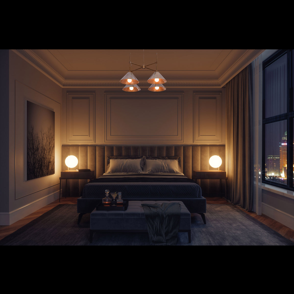 Paris Apex - Brass Chandelier - 4 Lights - 32283