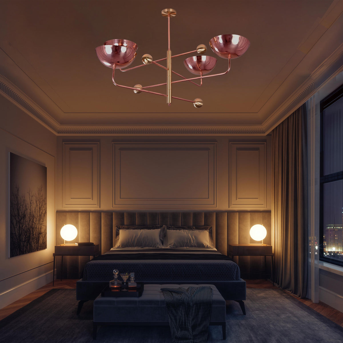 Lisbon Ortbital  -  Uplifting Chandelier - 4 Lights - 32290