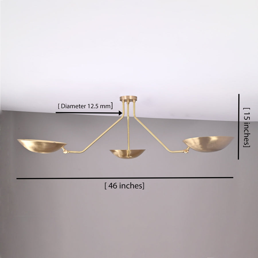 Stockholm Discus  - Flush Mount Uplifting Ceiling Chandelier - 3 Lights - 32306