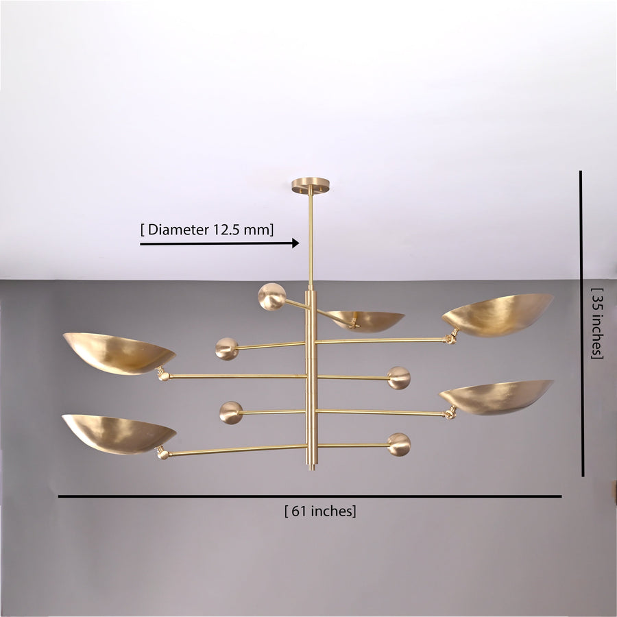 Zurich Ortbital  -  Uplifting Brass Chandelier - 5 Lights - 32312