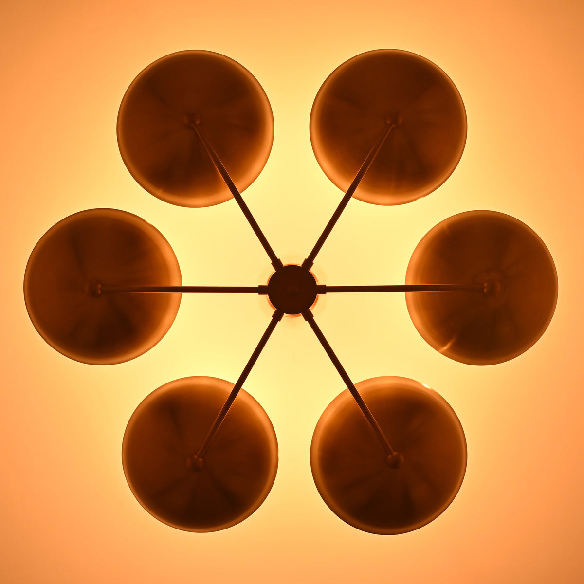 Milan Discus  -  Uplifting Mid-century Chandelier - 6 Lights - 32323