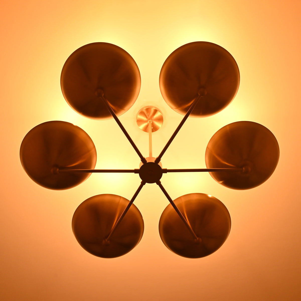 Milan Discus  -  Uplifting Mid-century Chandelier - 6 Lights - 32323