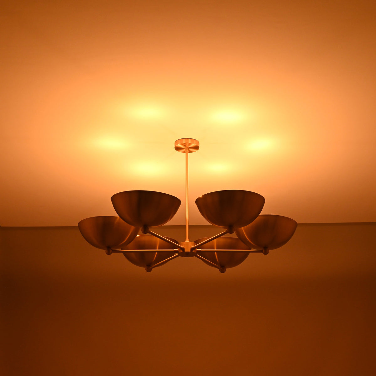 Milan Discus  -  Uplifting Mid-century Chandelier - 6 Lights - 32323