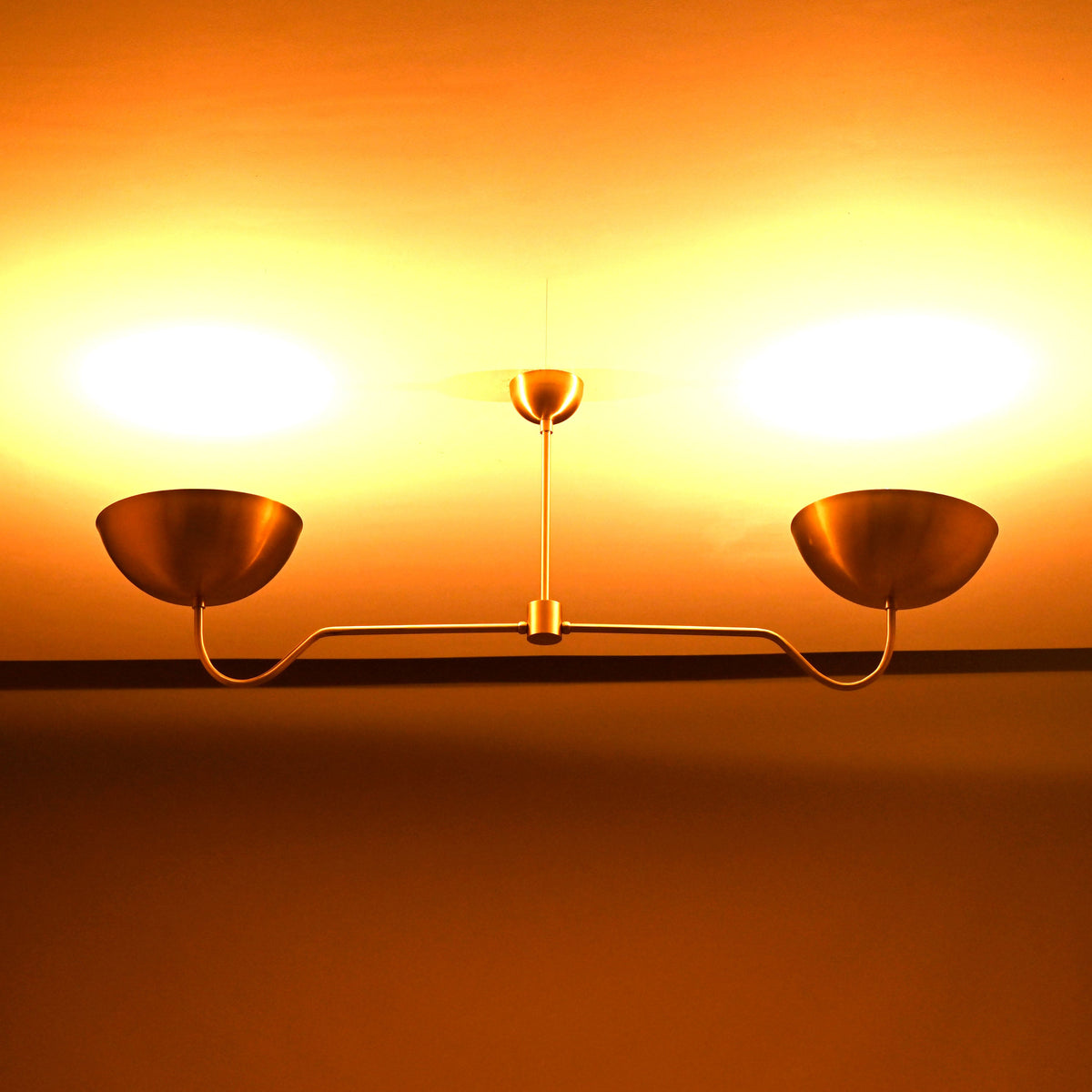 Barcelona Discus  -  Uplifting Brass Chandelier - 2 Lights - 32328