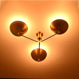 Oslo Discus  - Flush Mount Uplifting Brass Chandelier - 3 Lights - 32333